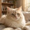 Cat with cold ears - fluffy domestic cat portrait showing ear temperature concerns