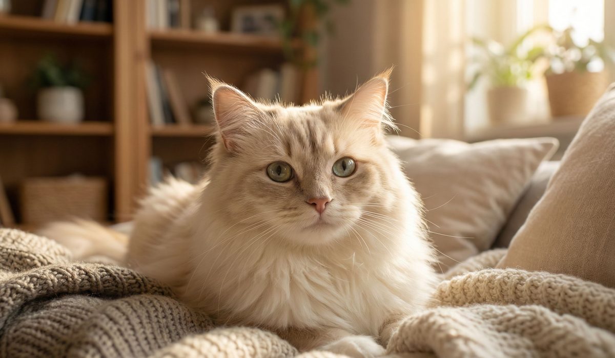 Cat with cold ears - fluffy domestic cat portrait showing ear temperature concerns
